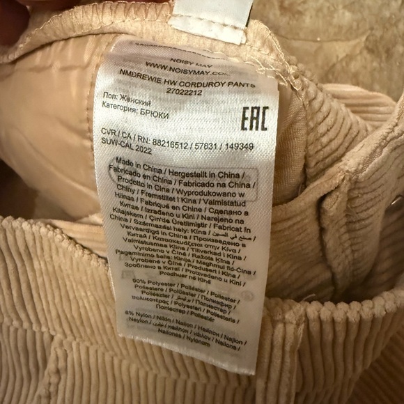 Noisy May High Rise Straight Leg Corduroy Pants Beige XS - Picture 6 of 6